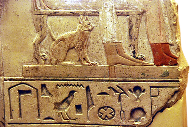 изображение кошки на фреске древнего Египта
